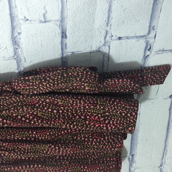Apostrophe Stretch Brown Polka Dot Blouse Top Women's Size Small - Picture 2 of 7
